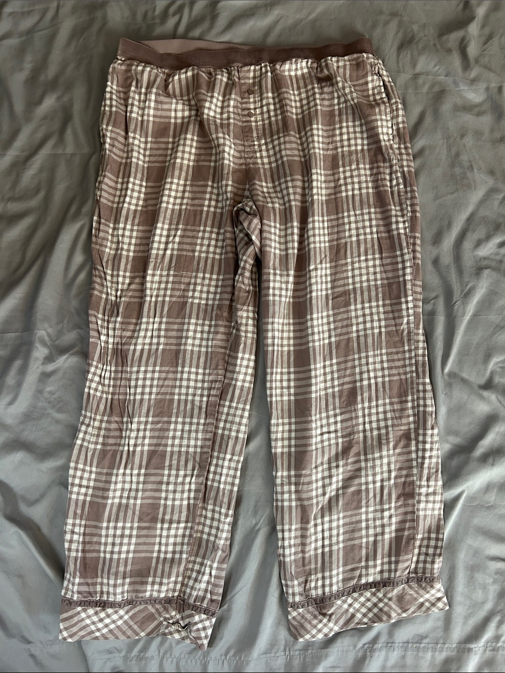 PINK Brown Plaid Lounge Pants - Relaxed Fit